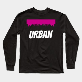 Urban City Skyline in Graffiti Style Trending Men Women Long Sleeve T-Shirt